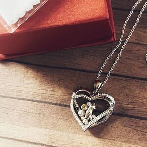 I Love You To The Moon And Back Cat Cz Sterling Silver Necklace